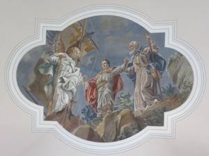 Gemälde auf dem rückwärtigen Teil der Decke “St. Raphael” von Kitschker, Bruchsal 1911